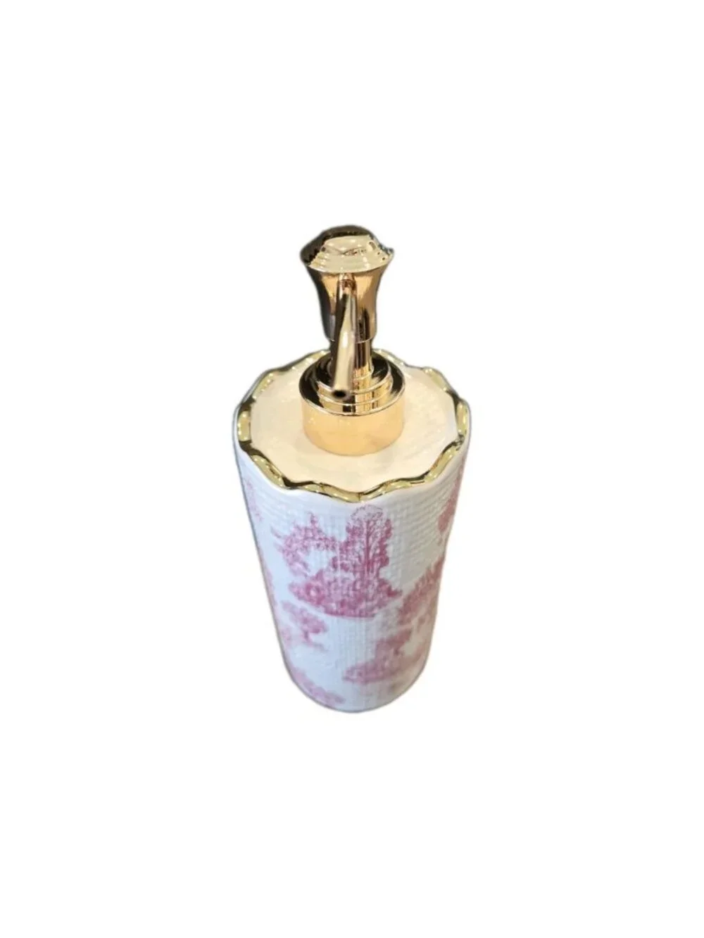 New Pink Toile French Country Soap Lotion Dispenser Pump Bathroom Vanity Decor